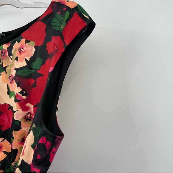 Talbots Sheath Dress Size 12 Floral Satin Watercolor Sleeveless - Picture 7 of 11